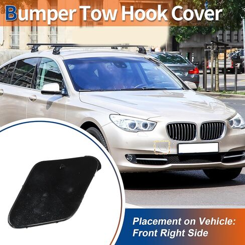 غطاء خطاف سحب مصد السيارة الأمامي الأيمن من ACROPIX غطاء سحب سوفيستو رمادي مناسب لسيارات BMW 535i GT 2010-2013 لسيارات BMW 550i GT 2010-2013 رقم 51117248065 - حزمة من 1 in Saudi Arabia