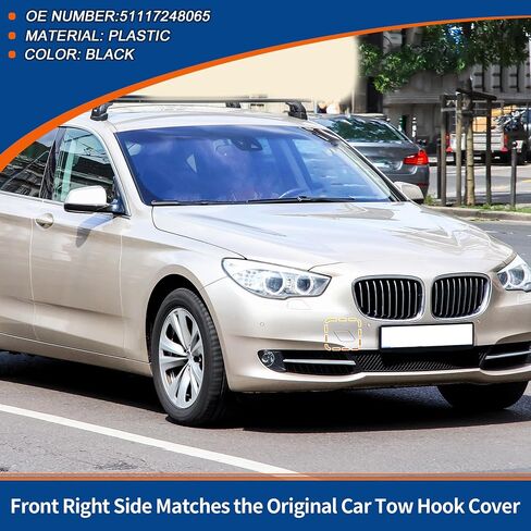 غطاء خطاف سحب مصد السيارة الأمامي الأيمن من ACROPIX غطاء سحب سوفيستو رمادي مناسب لسيارات BMW 535i GT 2010-2013 لسيارات BMW 550i GT 2010-2013 رقم 51117248065 - حزمة من 1 in Saudi Arabia