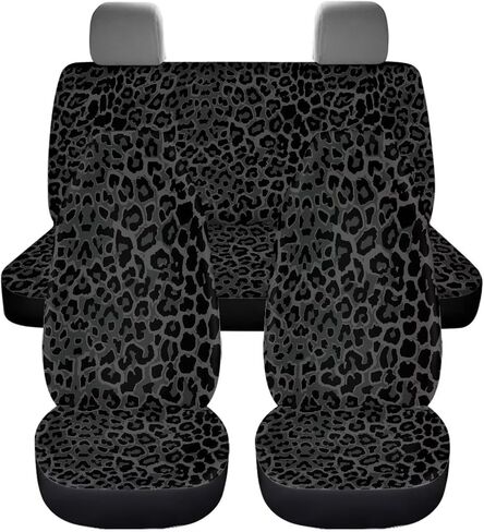 Car Seat Covers for Front and Back Seats Pack of 4 Seat Protector Seat Cover Universal Fit Auto Interior Covers Airbag Compatible, Black Gray Leopard Pattern in Saudi Arabia