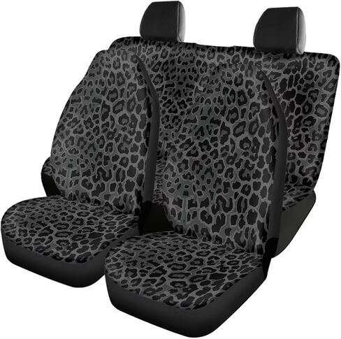 Car Seat Covers for Front and Back Seats Pack of 4 Seat Protector Seat Cover Universal Fit Auto Interior Covers Airbag Compatible, Black Gray Leopard Pattern in Saudi Arabia