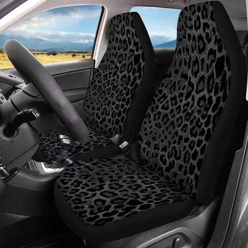 Car Seat Covers for Front and Back Seats Pack of 4 Seat Protector Seat Cover Universal Fit Auto Interior Covers Airbag Compatible, Black Gray Leopard Pattern in Saudi Arabia