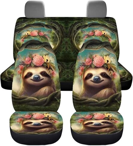 Car Seat Covers for Front and Back Seats Pack of 4 Seat Protector Seat Cover Universal Fit Auto Interior Covers Airbag Compatible, Black Gray Leopard Pattern in Saudi Arabia
