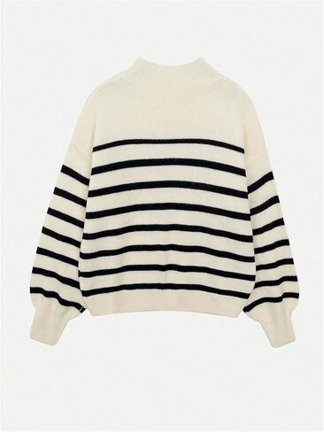 GORGLITTER Women's Mock Neck Long Sleeve Knit Tops Striped Color Block Winter Pullover Sweater in Saudi Arabia