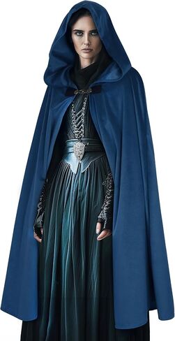 Renaissance Hooded Cloak Halloween Costume, Medieval Cosplay Wizard Witch Cape in Kuwait