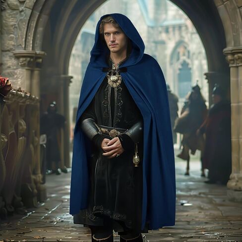 Renaissance Hooded Cloak Halloween Costume, Medieval Cosplay Wizard Witch Cape in Kuwait