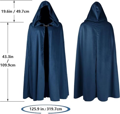 Renaissance Hooded Cloak Halloween Costume, Medieval Cosplay Wizard Witch Cape in Kuwait