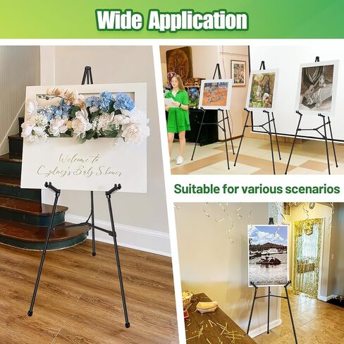 White Easel Stand for Sign & Poster - 63" Adjustable Display Easel for Wedding Sign Stand, Welcome Sign, Canvas, Painting - Lightweight Folding Art Easel with Carry Bag, Holds 5 lbs in Kuwait