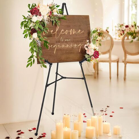 White Easel Stand for Sign & Poster - 63" Adjustable Display Easel for Wedding Sign Stand, Welcome Sign, Canvas, Painting - Lightweight Folding Art Easel with Carry Bag, Holds 5 lbs in Kuwait
