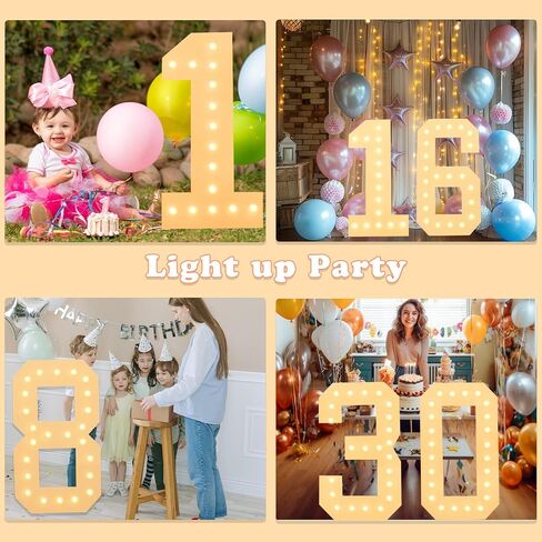 LOBOOM 3FT Light Up Numbers, White Giant Marquee Number Mosaic Number for 50th Birthday Backdrop Anniversary Decorations Large Numbers for Party Wedding Decor, Pre-Cut Foam Frame Number 50 in Saudi Arabia
