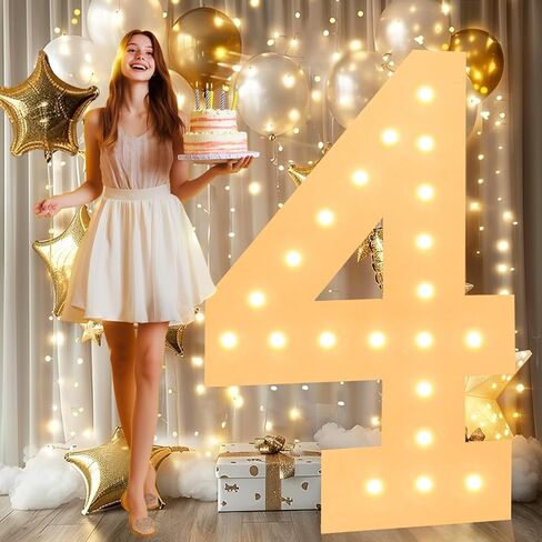 LOBOOM 3FT Light Up Numbers, White Giant Marquee Number Mosaic Number for 50th Birthday Backdrop Anniversary Decorations Large Numbers for Party Wedding Decor, Pre-Cut Foam Frame Number 50 in Saudi Arabia