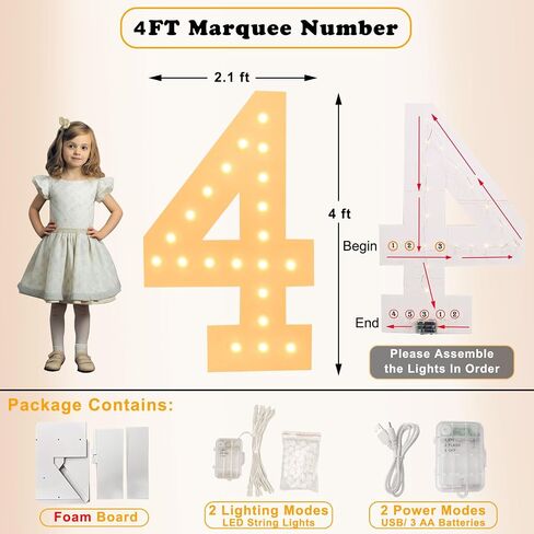 LOBOOM 3FT Light Up Numbers, White Giant Marquee Number Mosaic Number for 50th Birthday Backdrop Anniversary Decorations Large Numbers for Party Wedding Decor, Pre-Cut Foam Frame Number 50 in Saudi Arabia