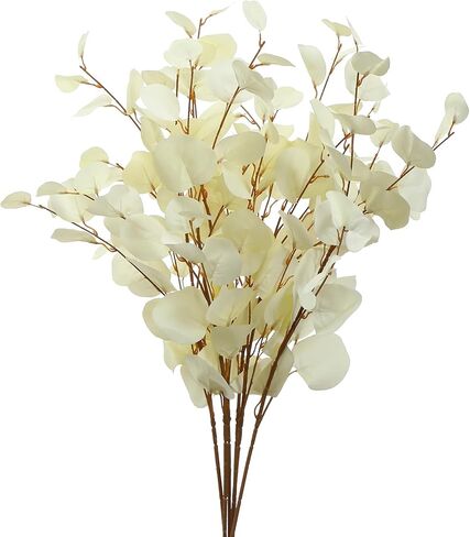 3 Pcs Soft Touch Artificial Eucalyptus Leaves Spray 31.5" Fake Silver Dollar Greenery Stems for Home Wedding Floral Arrangement, Blue in Kuwait