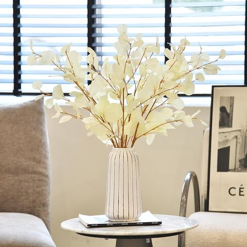 3 Pcs Soft Touch Artificial Eucalyptus Leaves Spray 31.5" Fake Silver Dollar Greenery Stems for Home Wedding Floral Arrangement, Blue in Kuwait