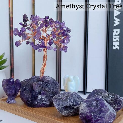 DUQGUHO Crystal Tree Amethyst Crystal with Natural Quartz Amethyst Stone Base Crystal Tree for Decor Reiki Luck Crystal Spiritual Gifts in Saudi Arabia