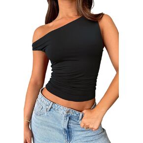 Off The Shoulder Tops for Women - Double Lined Tank Top Crop Cute Summer Trendy Sleeveless Going Out Ruched