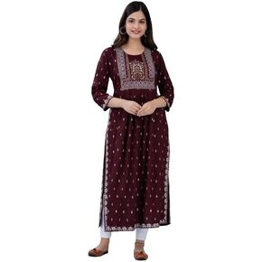 Women's Printed Rayon Naira Cut Kurta in Saudi Arabia