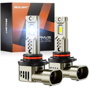 SEALIGHT 9005 Bulbs, 9005 Driving Bulb 34000LM Super Bright 6500K Cool White, L2S Real 1:1 Stock Size Easy Plug-N-Play, IP68 Waterproof HB3/9005 Fog Lights, Pack of 2