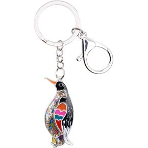 WEVENI Enamel Alloy Cute Penguin Keychain Charms Ocean Jewelry For Women Girls Bag Car Wallet