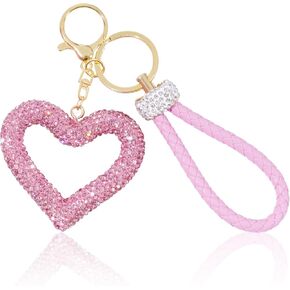 Pink Bling Keychains Accessories Sparkly Heart Car Keychains Valentines Bling Gifts for Women Girls