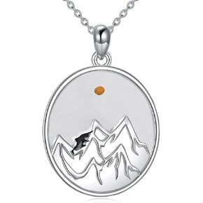 TIGER RIDER Mountain 925 Sterling Silver Necklace Rock Climbing Necklace Nature Pendant outdoor sport Jewelry for Hikers Climbers Nature Lovers