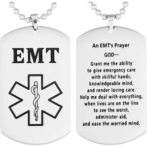 Emt Gifts for Him Men Necklace Funny Emt Prayer Cool Stuff Jewelry Emergency Necklace