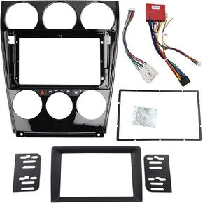 Double Din Radio Dash Installation Trim Kit for Mazda 6 Atenza 2002-2007 with Wiring Harness and Steering Wheel Control Interface