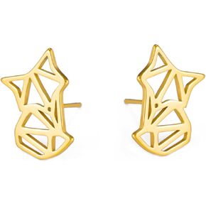 Fox Earrings for Women Stainless Steel Geometric Style Fox Stud Earrings Animal Jewelry in Kuwait
