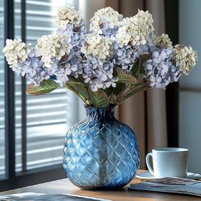 Fake Flowers Hydrangea Silk Flowers with Stems White Flowers Fake Flowers in Vase Hydrangea Artificial Flowers Winter Flowers Artificial for Decoration Vase Decor 24"（Cream Color） 8PCS