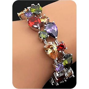 Fashion Gemstone Silver Bracelets, Silver Jewelry for Women Bracelet, Amethyst Garnet Morganite Peridot Women Jewelry Bracelets