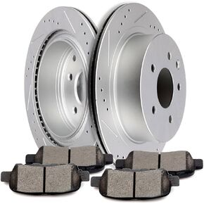 OCPTY Brakes and Rotors Set with 2 Rear Brake Rotots and 4 Ceramic Pads fit for 2011-2017 for Nissan Leaf,2008-2017 for Nissan Rogue