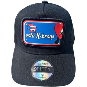 TAINOWEARS Puerto Rico Black Trucker Hat - Puerto Rican Flag & Puerto Rico Está K-brón Black Mesh Snapback