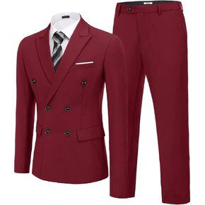 COOFANDY Men's 2 Piece Double Breasted Suits Slim Fit Tuxedo Jacket and Dress Pants Set for Wedding Business Prom