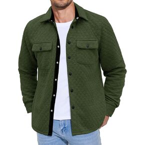 COOFANDY Men's Casual Shirt Jacket Lightweight Shacket Jacket Quilted Button Down Jackets
