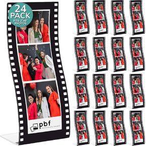 pbf PHOTO BOOTH FRAMES 2x6 Acrylic Sign Holder | 2 x 6 Vertical Stand Up Sign Holder | Hollywood Acrylic Stand for Display | Clear Picture Frame, Menu Table Top Stand, Plastic Flyer Holder (24-Pack)
