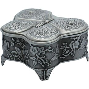Vintage Jewelry Box with Butterfly Sculpture Creative Gift Present
