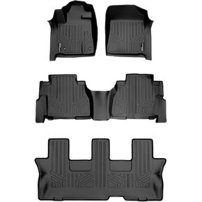 MAXLINER Floor Mats 3 Row Liner Set Black for 2008-2011 Toyota Sequoia with Bench Seats