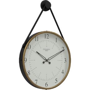 Studio Designs Home Mod 30 Inch Retro Starburst Metal Wall Clock Large with Hour and Minute Markers Quartz Movement, Golden Brass (73019)