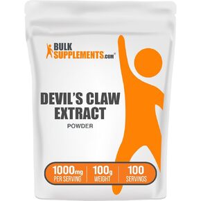 BulkSupplements.com Devil's Claw Extract Powder - Devils Claw Herbal Supplement, Devil's Claw Powder - from Devils Claw Root, Gluten Free, 1000mg per Serving, 250g (8.8 oz) (Pack of 1)