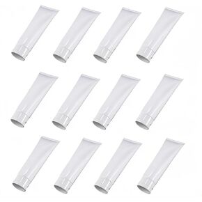 12Packs Plastic Refillable Soft Tube Bottles White Leakproof Makeup Squeeze Tubes Soft Cosmetic Container with Flip Cover for Shampoo Toothpaste Facial Cleanser Body Lotion