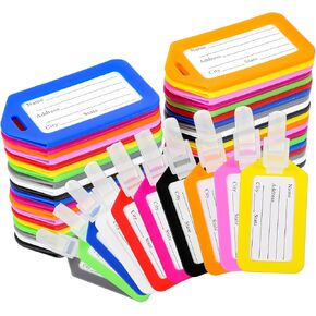 200 Pieces Luggage Tags (10 Color), Bag Tag for Baggage, Suitcase Tags, Backpack Tags, Book Bag Name Tags, Plastic Baggage Tags, Pack Labels, Name Tags