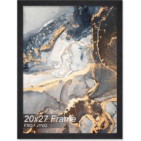 Engineered Wood 20x27 Frame, Black Picture Frame for 20 x 27 Inch Poster Puzzle Photo, Light Weight 20 by 27 Poster Frame with Wood-grain for Wall - 1 Pack/Black/20 x27