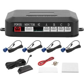 Auto Vehicle Reverse Backup Radar System LED Distance Display Reverse Parking Sensors Distance Detection 4 Parking Sensors Black