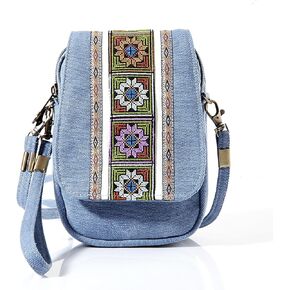 Goodhan Embroidery Canvas Crossbody Bag Cell phone Pouch Coin Purse for Women