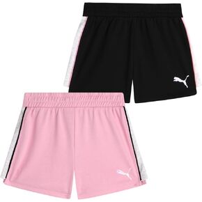 PUMA Girls' Active Shorts - 2 Pack Lightweight Athletic Cotton-Blend French Terry Activewear Shorts for Girls (Sizes: 7-16)