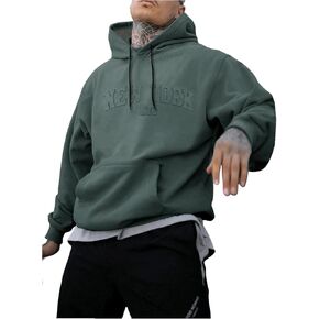 SOLY HUX Hoodies for Men Letter Graphic Drawstring Long Sleeve Pullover Tops Sweatshirt with Pocket