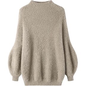 GABERLY Women's Fuzzy Chunky Mockneck Long Sleeve Sweaters Fall Winter Outfits Casual Warm Trendy Pullover Vintage Clothes