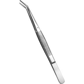 Stainless Steel Tweezers, with Curved Serrated Tip Multipurpose Tweezers Sewing Machine Tweezers Forceps for Craft Repairing (2 Pcs set)