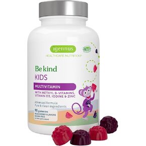 Advanced Kids Multivitamin Gummy, Clean Label with Methylated B-Vitamins & Vitamin D, Sugar Free, Age 4+, 90 Berry Flavor Vegan Gummies, by Igennus…