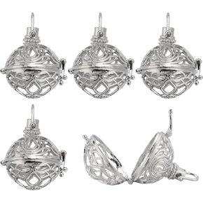 SUNNYCLUE 10Pcs Pendant Stone Holder Ball Cage Charms Filigree Cage Pendants Brass Locket Charms Aromatherapy Essential Oils Diffuser Locket Charms Hollow Chime Ball Pendants for Jewelry Making Charms