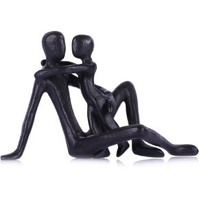 Iron Father and Son Sculpture,Sentimental Gifts for Dad,Meaningful Birthday Gifts for Father Son,Coolest Presents on Father's Day,Black Figurines,Son Statue,Dad Memorial Gifts for Loss of Father
